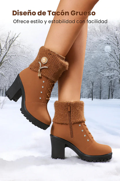 Elena | Botas de tacón grueso y cálidas