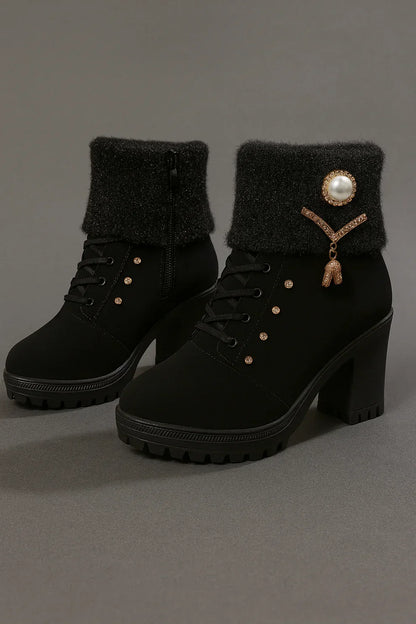 Elena | Botas de tacón grueso y cálidas