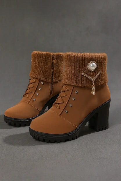 Elena | Botas de tacón grueso y cálidas