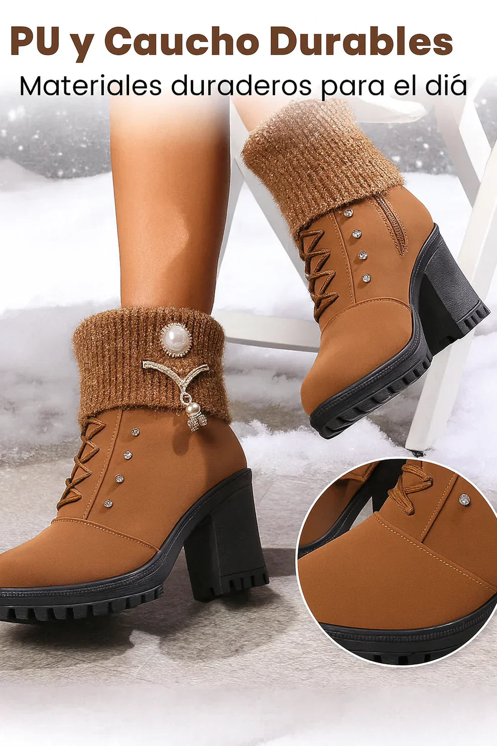 Elena | Botas de tacón grueso y cálidas