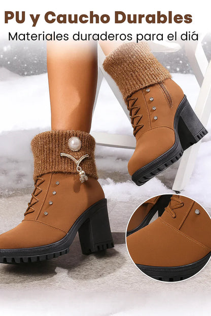 Elena | Botas de tacón grueso y cálidas